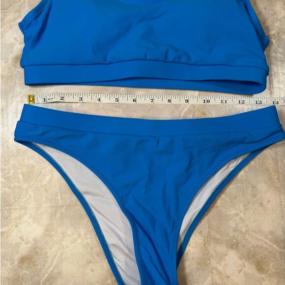 NWOT Bright Blue Scoop Neck Bikini Set – Medium | Sporty Two-Piece Swimsuit - Picture 6 of 8